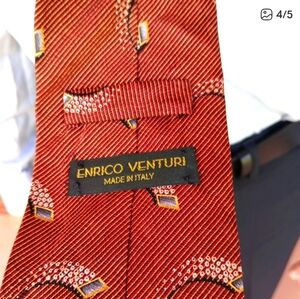 Vintage Enrico Venturi Men's Tie Cravatt Italian SILK Rust Orange Blokecore